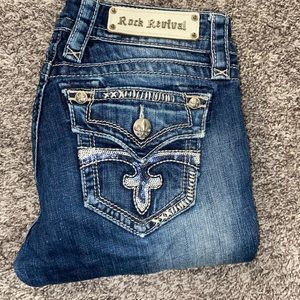 Rock Revival Celine Easy Boot Jeans Women Sz 26 Rhinestone Bling Flap